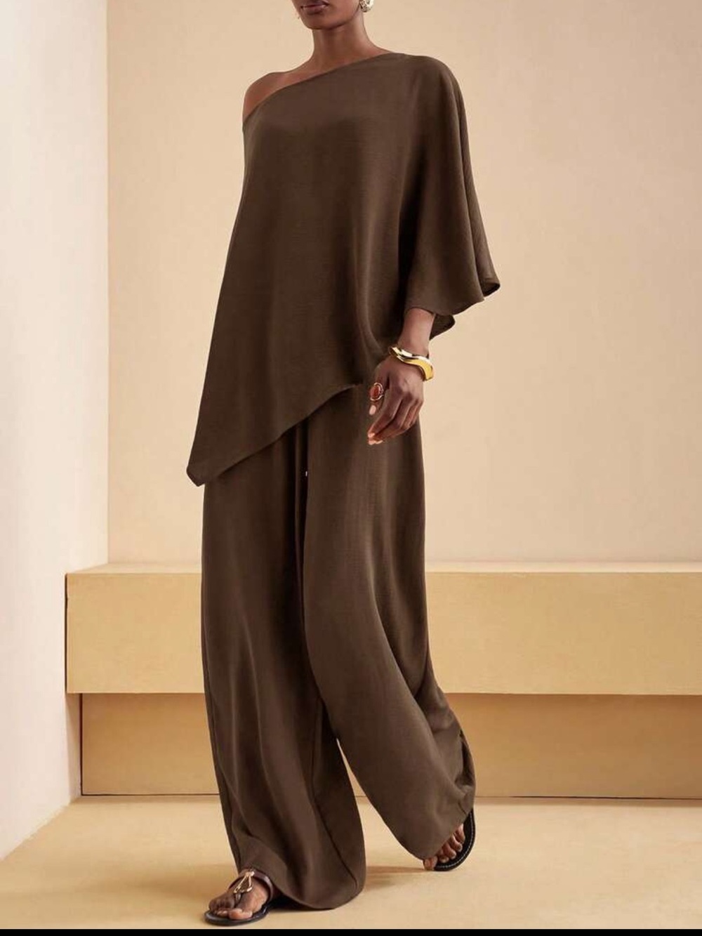 Women's Brown Two-Piece Pants Set